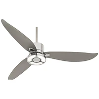 Possini Euro Design 56" Vengeance Modern Indoor Ceiling Fan 3 Blade Led Light Remote Control Chrome Finish Silver Blades Bedroom Living Room Kitchen D
