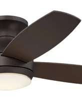 Casa Vieja 52" Casa Elite Modern Hugger Low Profile Indoor Ceiling Fan with Light Led Dimmable Remote Flush Mount Oil Rubbed Bronze for House Bedroom