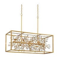 Possini Euro Design Carrine Gold Linear Island Pendant Chandelier 38.50" Wide Modern Clear Crystal Accents 8