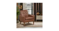 Modern Pu Leather Accent Chair with Solid Wood Legs-Brown