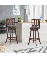 Slickblue 2 Pieces 360 Degree Swivel Wooden Counter Height Bar Stool Set with Cushioned Seat