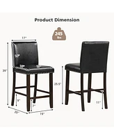 Set of 2 Bar Stools with Back for Kitchen Island