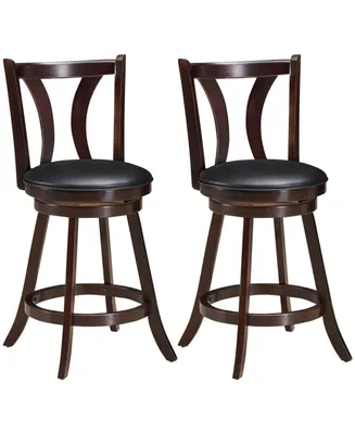 Inch Set of 2 Swivel Bar Stools Bar Height Chairs with Rubber Wood Legs