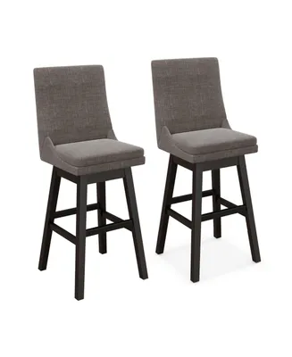Slickblue Set of 2 360° Swivel Bar Stool with Rubber Wood Legs Footrest