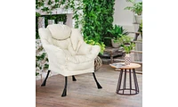 Modern Polyester Fabric Lazy Chair with Steel Frame and Side Pocket