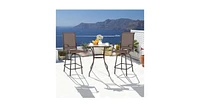 2 Pieces 360 Rotating Bar Stool Set with Armrests for Patio