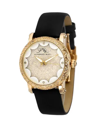 Porsamo Bleu Women's Genevieve Topaz Satin Covered Leather Band Watch