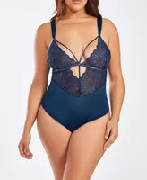 iCollection Plus Bristle Lace and Spandex Bodysuit