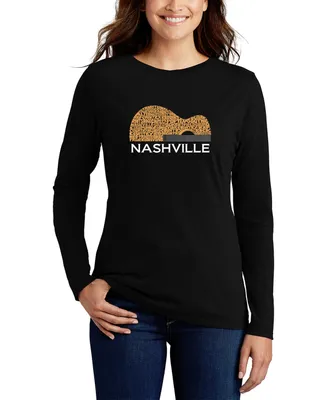 La Pop Art Women's Nashville Guitar Word Long Sleeve T-shirt