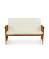 Furniture of America 4 Piece Acacia Patio Conversation Set with Removable Cushions