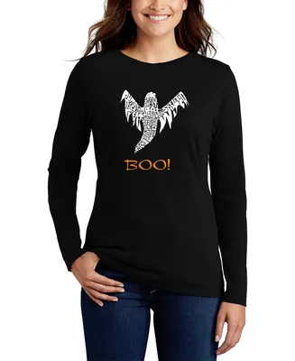 La Pop Art Women's Halloween Ghost Word Long Sleeve T-shirt