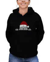 La Pop Art Women's Christmas Peeking Dog Word Hooded Sweatshirt