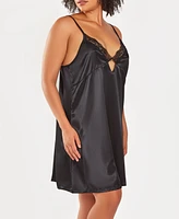 iCollection Plus Sizes Silky Center Jeweled Chemise Nightgown