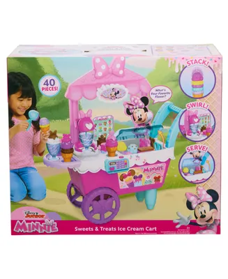 Macy's Disney Junior Minnie Mouse Sweets Treats 2 Foot Tall Rolling Ice Cream Cart, 39 Pieces, Pretend Play Food Set