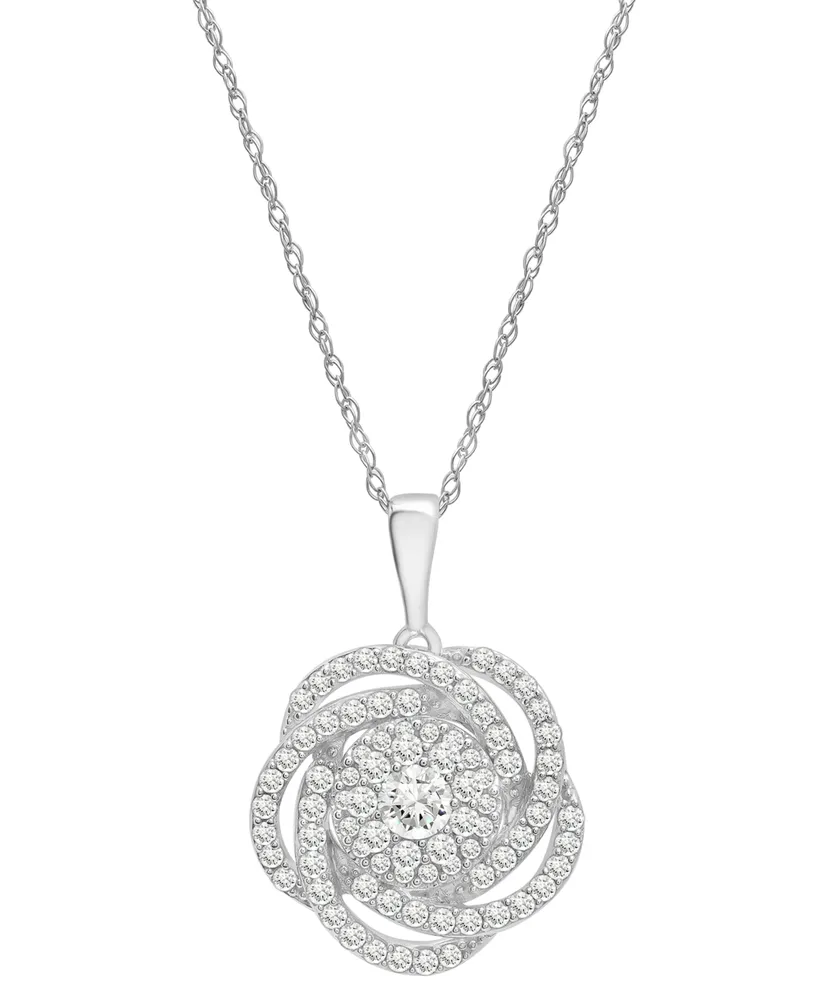 Wrapped in Love Diamond Knot Pendant Necklace in 14k White Gold (1 ct. t.w.), Created for Macy's