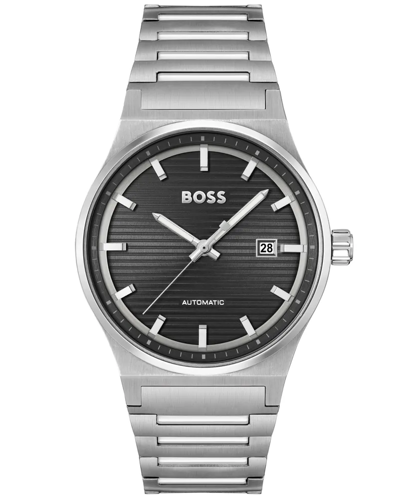 | Stainless Silver-Tone Watch 41mm Boss Automatic Men Mall Auto Steel Candor Hawthorn