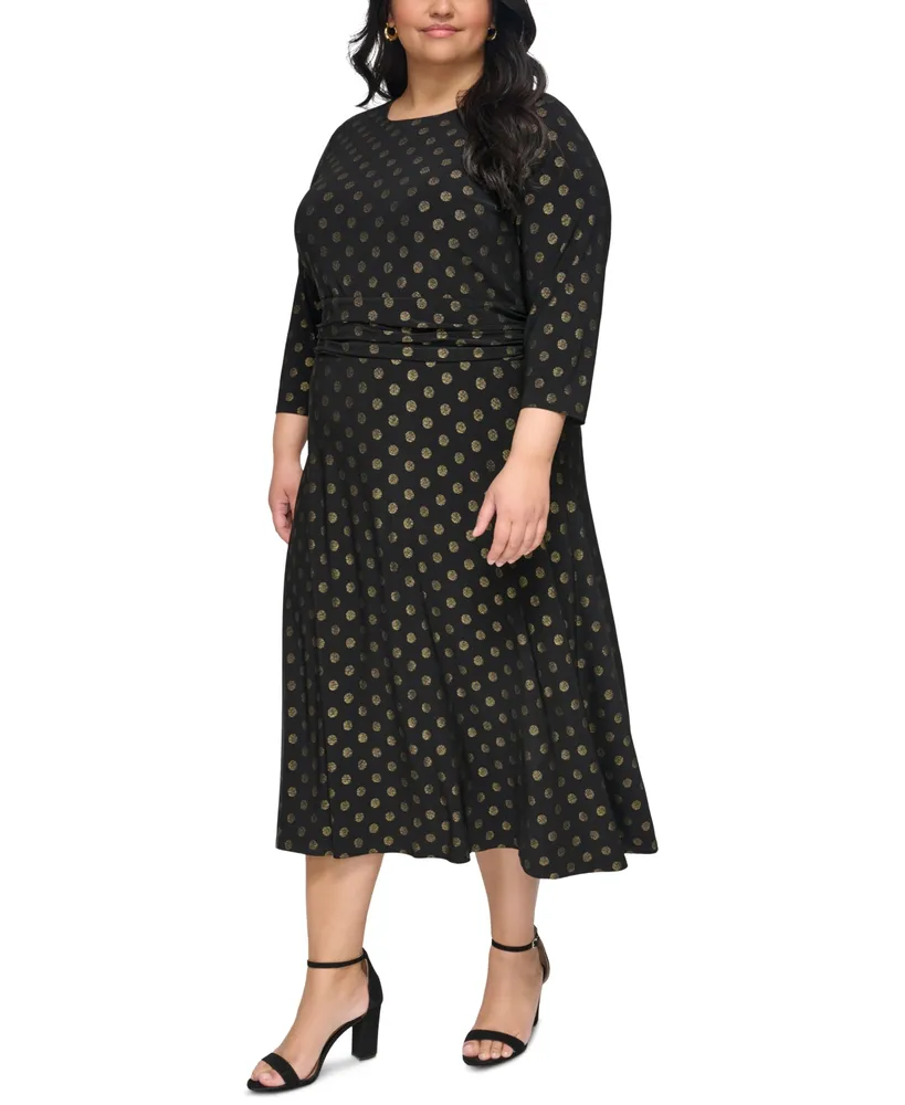 Tommy Hilfiger Plus Metallic Dot Ruched-Waist Dress | Mall of America®