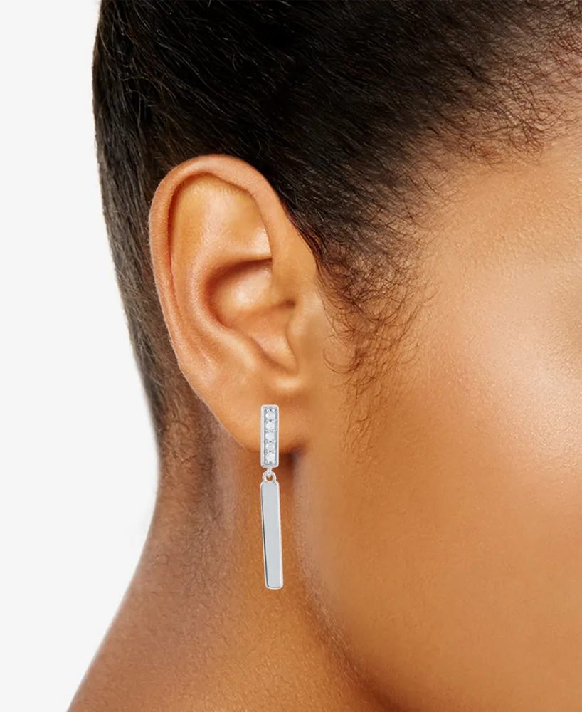Diamond Bar Drop Earrings (1/10 ct. t.w.) in Sterling Silver