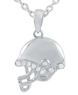 Diamond Football Helmet 18" Pendant Necklace (1/10 ct. t.w.) in Sterling Silver