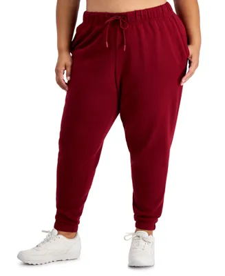 Id Ideology Plus High-Rise Solid Fleece Jogger Pants, Created for Macy's