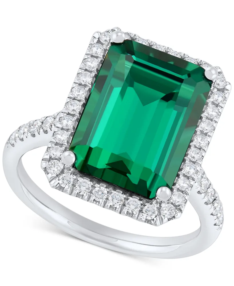 Grown With Love Lab Grown Emerald (6-1/2 ct. t.w.) & Lab Grown Diamond (1/2 ct. t.w.) Ring in 14k White Gold