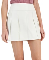 Tinseltown Juniors' Faux-Leather Pleated Mini Skirt