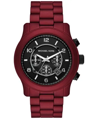 Michael Kors Men's Runway Chronograph Red Matte Coated Stainless Steel Bracelet Watch 45mm