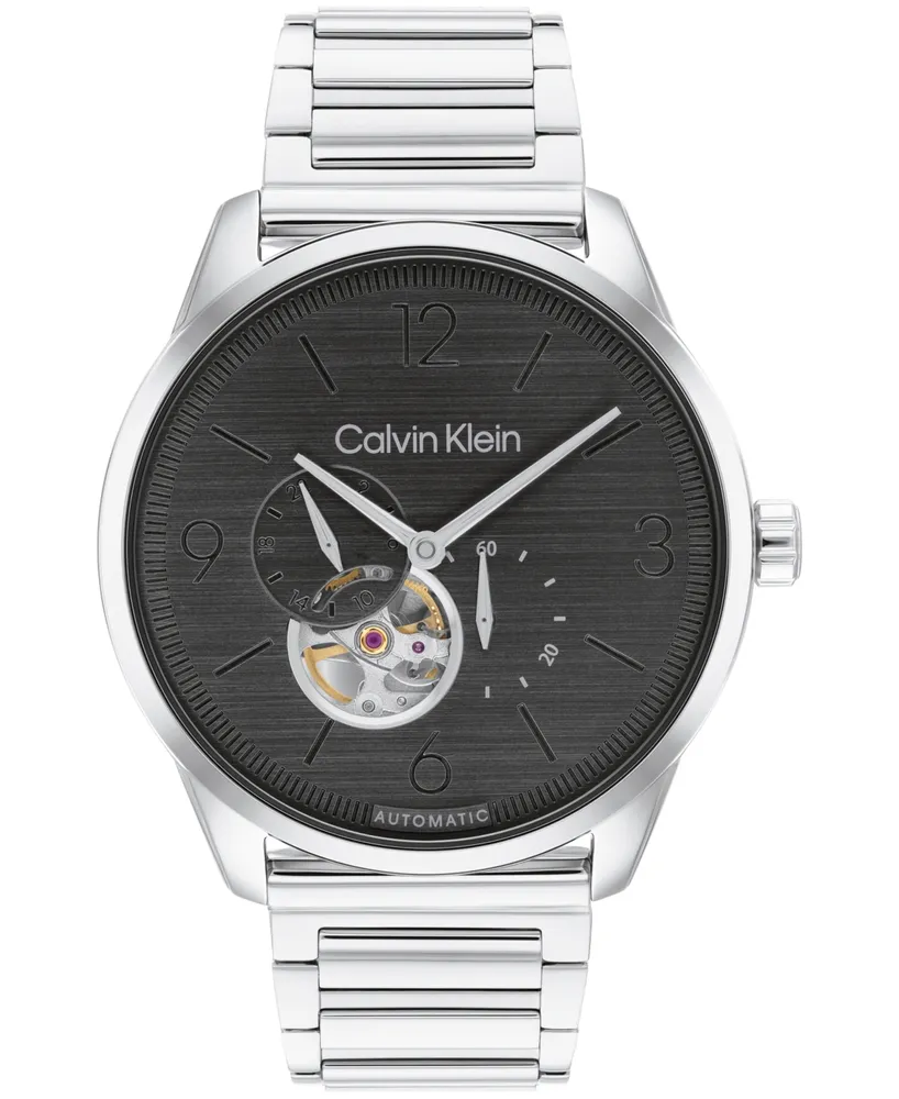 Calvin Klein Men's Automatic Silver Stainless Steel Bracelet Watch 44mm