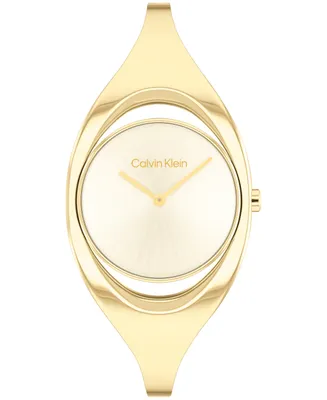 Calvin Klein Women's Two Hand Gold-Tone Stainless Steel Bangle Bracelet Watch 30mm
