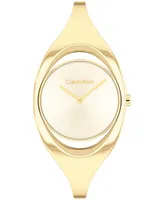 Calvin Klein Women's Two Hand Gold-Tone Stainless Steel Bangle Bracelet Watch 30mm