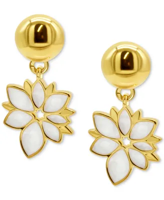Adornia 14k Gold-Plated Mother-of-Pearl Flower Drop Earrings