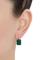 Grown With Love Lab Emerald (10 ct. t.w.) & Diamond (1/10 Drop Earrings 14k Gold