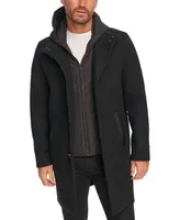 Kenneth Cole Men's Removable Hood Button Car Coat