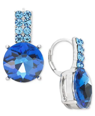 On 34th Silver-Tone Color Crystal Drop Earrings, Created for Macy's