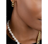 Adornia Rhodium-Plated Pave Curb Chain Drop Earrings