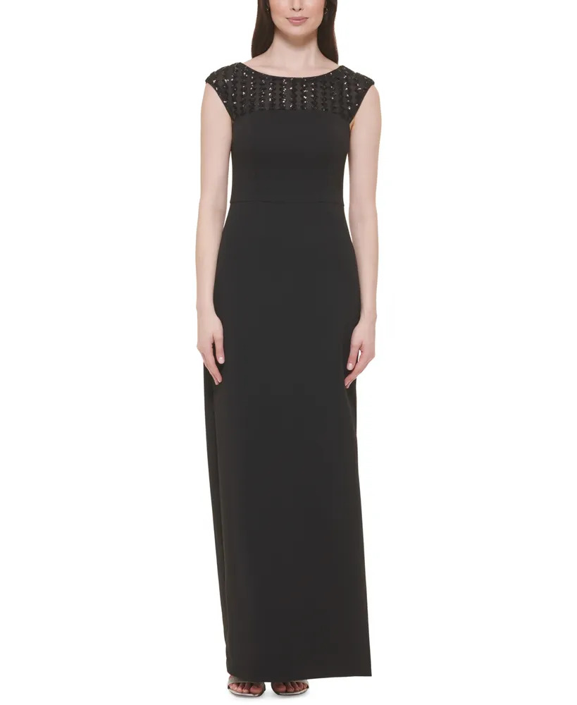 Vince Camuto Side-Ruched Metallic Gown - Macy's