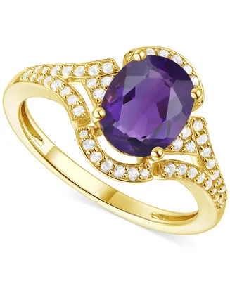 Amethyst (1-1/2 ct. t.w.) & Lab-Grown White Sapphire (1/4 Open Frame Ring 14k Gold