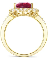 Lab-Grown Opal (7/8 ct. t.w.) & White Sapphire (5/8 Halo Ring 14k Rose Gold-Plated Sterling Silver (Also Ruby La
