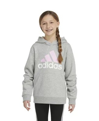 adidas Big Girls Long Sleeve Essential Sportswear Logo Heather Hoodie