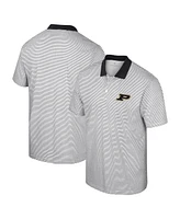 Men's Colosseum White, Black Purdue Boilermakers Print Stripe Polo Shirt