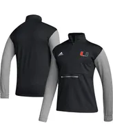 Men's adidas Black Miami Hurricanes Sideline Aeroready Half-Zip Top