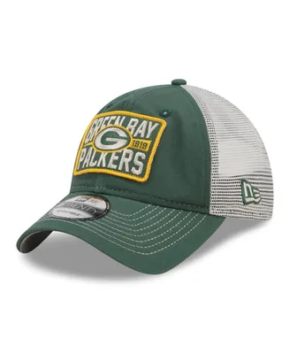 Men's New Era Green, Natural Green Bay Packers Devoted Trucker 9TWENTY Snapback Hat