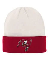 Big Boys and Girls Cream, Red Tampa Bay Buccaneers Bone Cuffed Knit Hat