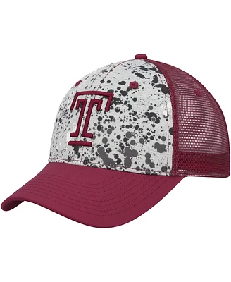Men's Colosseum Gray, Cherry Temple Owls Love Fern Trucker Snapback Hat