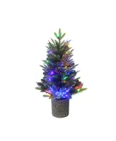 Kurt Adler 32" Northern Light Pot Tree with Fiber-Optics and Led Lights