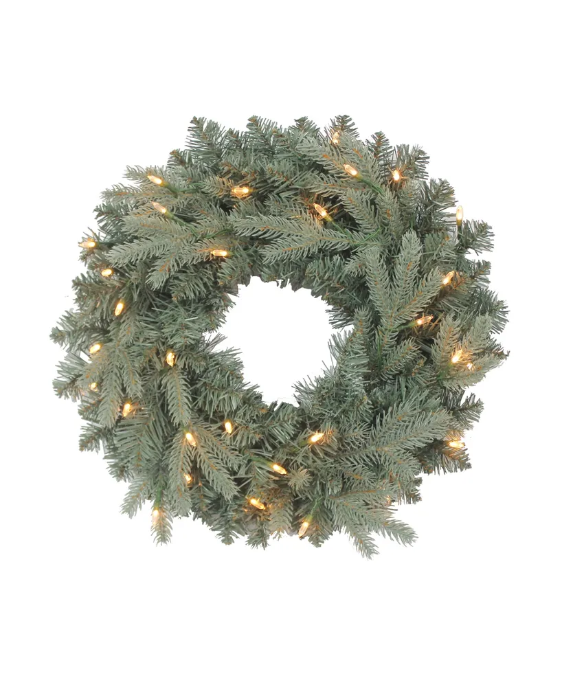 Kurt Adler 18" Battery-Operated Pre-Lit Warm Cluster Led Spruce Wreath