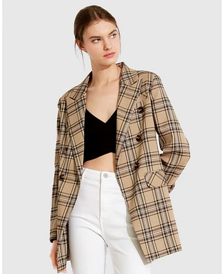 Belle & Bloom Too Cool For Work Plaid Blazer