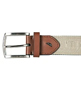 Nautica Men's Leather Tab Signature Webbing Logo Belt