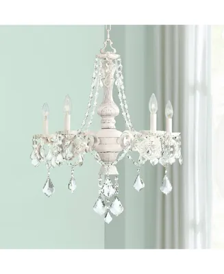 Kathy Ireland Chateau de Conde Antique Rubbed White Chandelier Lighting 26" Wide French Clear Crystal 5