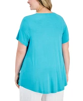 Jm Collection Plus Short-Sleeve Top, Created for Macy's